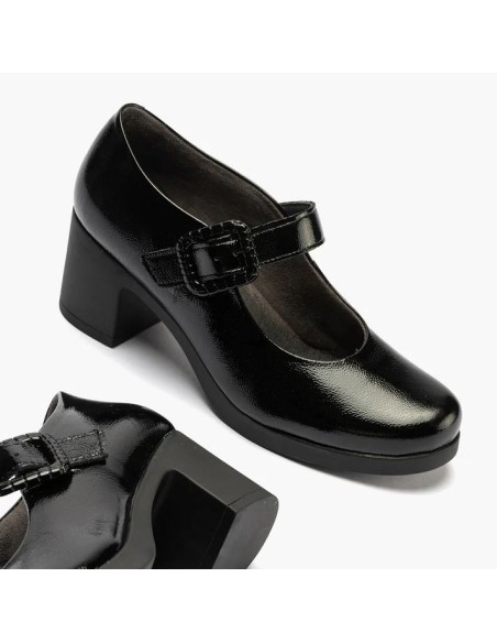 PITILLOS SALON DE TACON MEDIO CON HEBILLA EN PIEL M. 30000